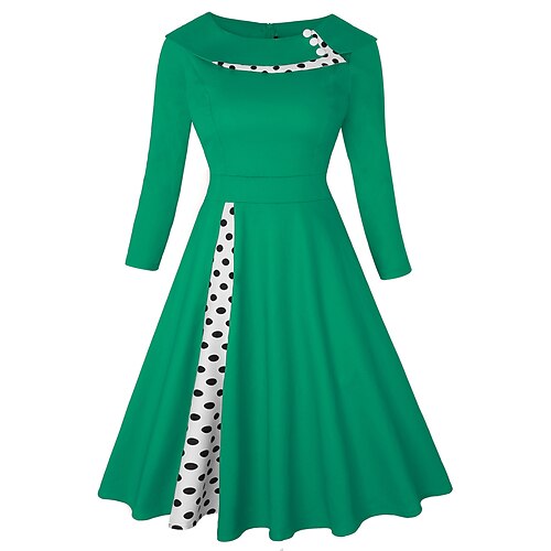Dame Retro Rød 1950-tallet Vintage kjole Midikjole Daglig Ferie Knapp Trykt mønster Polkadotter Crew-hals 3/4 ermer Tynn Sommer Vår 2023 Vinrød Marineblå S M L XL
Dame Retro Rød 1950-tallet Vintage kjole Midikjole Daglig Ferie Knapp Trykt mønster Polkadotter Crew-hals 3/4 ermer Tynn Sommer Vår 2023 Vinrød Marineblå S M L XL