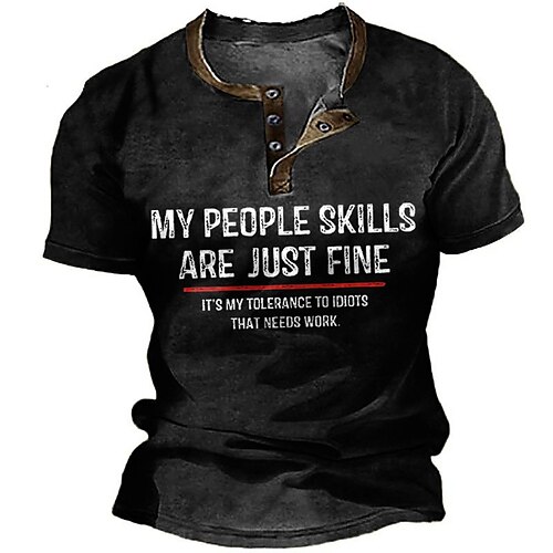 Herre Henley-skjorte T-Shirts Grafisk Bogstaver Henley Tøj 3D-udskrivning udendørs Afslappet Kortærmet Knap ned Trykt mønster Mode Designer Bekvem
Herre Henley-skjorte T-Shirts Grafisk Bogstaver Henley Tøj 3D-udskrivning udendørs Afslappet Kortærmet Knap ned Trykt mønster Mode Designer Bekvem
