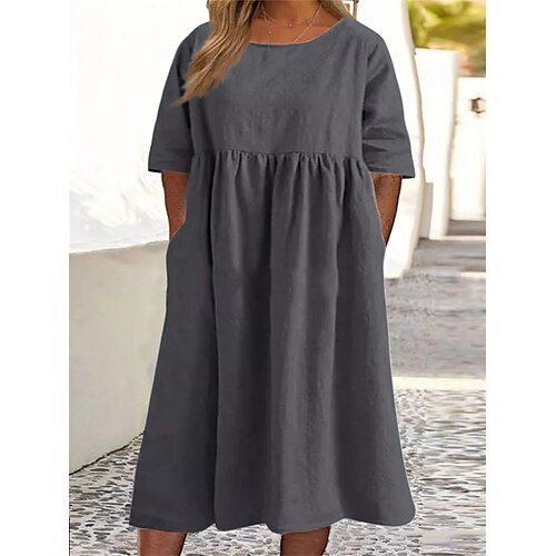 Vestido informal curvo de talla grande para mujer, vestido midi de color sólido, media manga, bolsillo fruncido, cuello redondo, moda para exteriores, verde, negro, verano, primavera, l xl xxl 3xl 4xl
Vestido informal curvo de talla grande para mujer, vestido midi de color sólido, media manga, bolsillo fruncido, cuello redondo, moda para exteriores, verde, negro, verano, primavera, l xl xxl 3xl 4xl