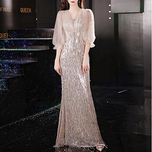 A sirena Abiti da ballo Brillante e glitterato Vestito Graduazione Lungo Mezza manica A V Di pizzo con Nappa Fessura 2023
A sirena Abiti da ballo Brillante e glitterato Vestito Graduazione Lungo Mezza manica A V Di pizzo con Nappa Fessura 2023