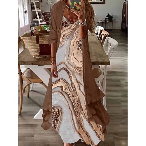 Dame Todelt kjolesett Uformell kjole Print kjole utendørs Daglig Gatemote Fritid Trykt mønster Maxikjole V-hals Langermet Marmortrykk Normal Brun Mørkeblå Sommer Vår S M L XL XXL
Dame Todelt kjolesett Uformell kjole Print kjole utendørs Daglig Gatemote Fritid Trykt mønster Maxikjole V-hals Langermet Marmortrykk Normal Brun Mørkeblå Sommer Vår S M L XL XXL