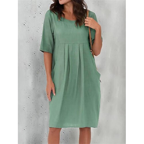 Per donna Abito in cotone e lino Abito casual Vestito longuette Misto cotone Essenziale Informale Esterno Giornaliero Da mare Girocollo Tasche Manica corta Estate Primavera 2023 Morbido Nero Vino Blu
Per donna Abito in cotone e lino Abito casual Vestito longuette Misto cotone Essenziale Informale Esterno Giornaliero Da mare Girocollo Tasche Manica corta Estate Primavera 2023 Morbido Nero Vino Blu