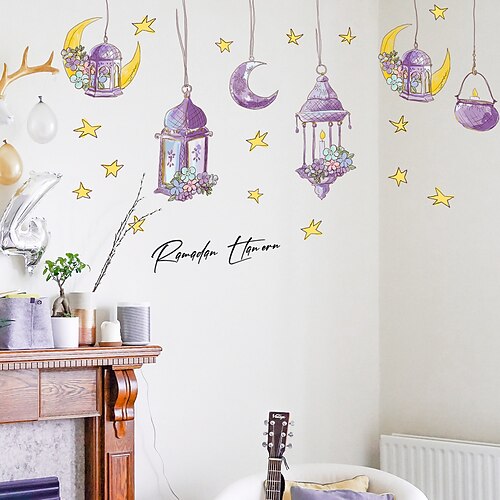 adesivo da parete autoadesivo del festival del ramadan per la decorazione del muro di fondo della lanterna della luna nuova e della stanza delle stelle musulmana
adesivo da parete autoadesivo del festival del ramadan per la decorazione del muro di fondo della lanterna della luna nuova e della stanza delle stelle musulmana