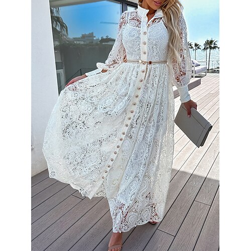 Per donna Abito da ballo Vestito da festa Abito di pizzo Abito lungo Abito lungo Bianco Manica lunga Colore puro Pizzo Estate Primavera Autunno Colletto alla coreana Di tendenza Evento Vestito estivo
Per donna Abito da ballo Vestito da festa Abito di pizzo Abito lungo Abito lungo Bianco Manica lunga Colore puro Pizzo Estate Primavera Autunno Colletto alla coreana Di tendenza Evento Vestito estivo