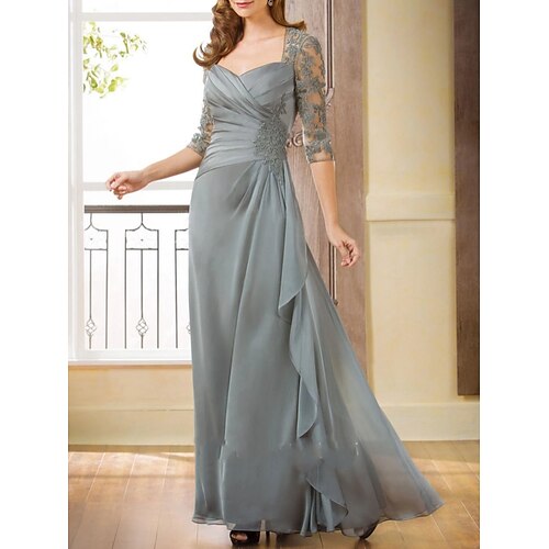 Linjeform Kjole til brudens mor Bryllupsgjest Fest Årgang Elegant Firkantet hals Gulvlengde Chiffon 3/4 ermer med Blonder Plissert Drapert 2023
Linjeform Kjole til brudens mor Bryllupsgjest Fest Årgang Elegant Firkantet hals Gulvlengde Chiffon 3/4 ermer med Blonder Plissert Drapert 2023
