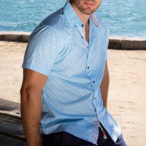 Herre Skjorte Button Up skjorte Sommer skjorte Casual skjorte Strandtrøje Blå Kort Ærme Prikker Knaphul Gade Ferierejse Trykt mønster Tøj Mode Fritid Hawaiiansk
Herre Skjorte Button Up skjorte Sommer skjorte Casual skjorte Strandtrøje Blå Kort Ærme Prikker Knaphul Gade Ferierejse Trykt mønster Tøj Mode Fritid Hawaiiansk