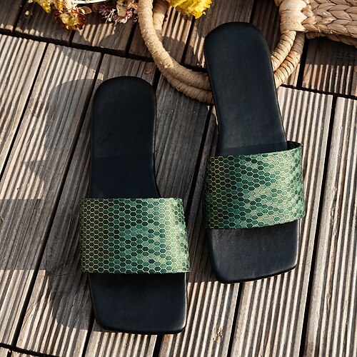 Per donna Pantofole Taglie forti Pantofole da esterno Giornaliero Piatto Punta aperta minimalismo Similpelle Mocassino Color Block Verde Caffè
Per donna Pantofole Taglie forti Pantofole da esterno Giornaliero Piatto Punta aperta minimalismo Similpelle Mocassino Color Block Verde Caffè