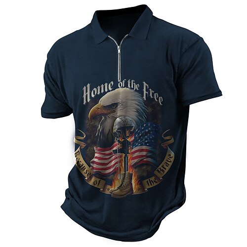 Herre Zip Polo POLO Trøje Golftrøje Bogstaver Grafiske tryk Ørn Amerikansk flag Aftæpning Sort Navyblå udendørs Gade Kort Ærme Lynlås Trykt mønster Tøj Mode Designer Afslappet Åndbart
Herre Zip Polo POLO Trøje Golftrøje Bogstaver Grafiske tryk Ørn Amerikansk flag Aftæpning Sort Navyblå udendørs Gade Kort Ærme Lynlås Trykt mønster Tøj Mode Designer Afslappet Åndbart