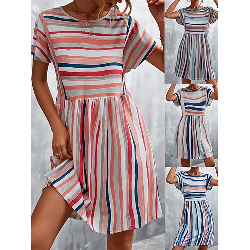 vestito maglione casual da donna vestito maglione a trapezio vestito maglione estivo stampa a righe girocollo mini vestito maglione moda attiva all'aperto quotidiano manica corta vestibilità ampia
vestito maglione casual da donna vestito maglione a trapezio vestito maglione estivo stampa a righe girocollo mini vestito maglione moda attiva all'aperto quotidiano manica corta vestibilità ampia