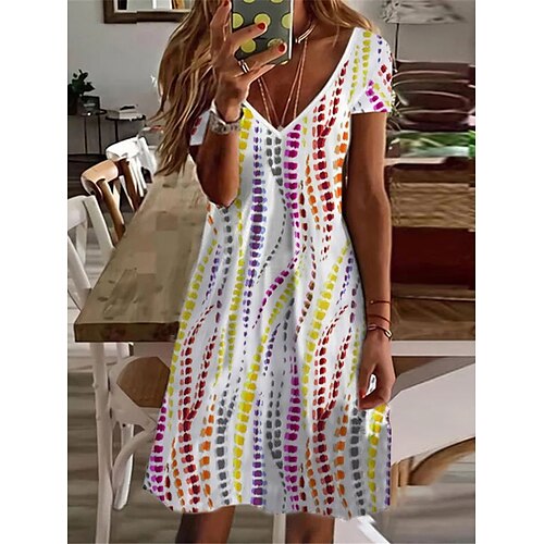 Dame Afslappet påklædning Sommerkjole Print kjole Geometrisk Trykt mønster V-hals Mini kjole Aktiv Mode udendørs Daglig Kortærmet Regulær Regnbue Sommer Forår S M L XL XXL
Dame Afslappet påklædning Sommerkjole Print kjole Geometrisk Trykt mønster V-hals Mini kjole Aktiv Mode udendørs Daglig Kortærmet Regulær Regnbue Sommer Forår S M L XL XXL