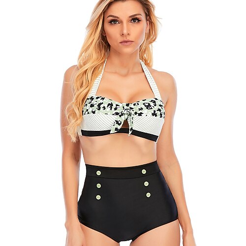 2 pcs Badetøy Bikini Halter 1950-tallet Høy innsnevrede Dame Rutet Chinlon Svart Rosa BH Underbukser
2 pcs Badetøy Bikini Halter 1950-tallet Høy innsnevrede Dame Rutet Chinlon Svart Rosa BH Underbukser