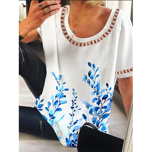 T shirt Tee Femme Blanche Bleu Arc-en-ciel Floral Découpé Imprimer Manche Courte Vacances Fin de semaine basique Col Rond Normal Standard Fleur Peinture S
T shirt Tee Femme Blanche Bleu Arc-en-ciel Floral Découpé Imprimer Manche Courte Vacances Fin de semaine basique Col Rond Normal Standard Fleur Peinture S