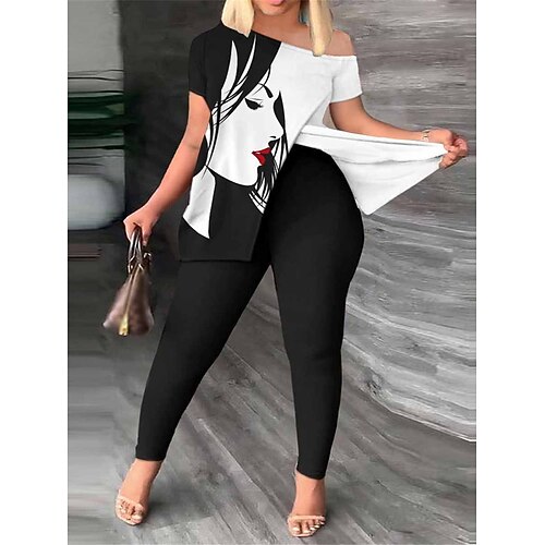 Dame Store størrelser lounge Sett Bokstaver Abstrakt Mote Fritid Gate Stevnemøte Flyplass Polyester Pustende Kortermet T skjorte Bukse Sommer Vår Svart Hvit
Dame Store størrelser lounge Sett Bokstaver Abstrakt Mote Fritid Gate Stevnemøte Flyplass Polyester Pustende Kortermet T skjorte Bukse Sommer Vår Svart Hvit