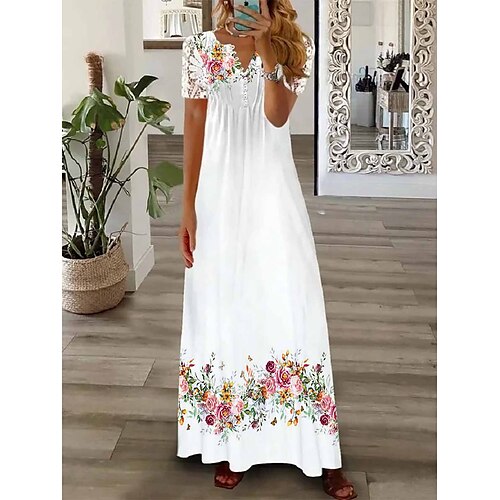 Dame Lang kjole Maxikjole Solkjole Kjole med A-linje Print kjole Blomstret Mote Romantikk Ferie Feriereise Strand Blonde Rynket Kortermet V-hals Kjole Normal Hvit Sommer Vår S M L XL XXL
Dame Lang kjole Maxikjole Solkjole Kjole med A-linje Print kjole Blomstret Mote Romantikk Ferie Feriereise Strand Blonde Rynket Kortermet V-hals Kjole Normal Hvit Sommer Vår S M L XL XXL
