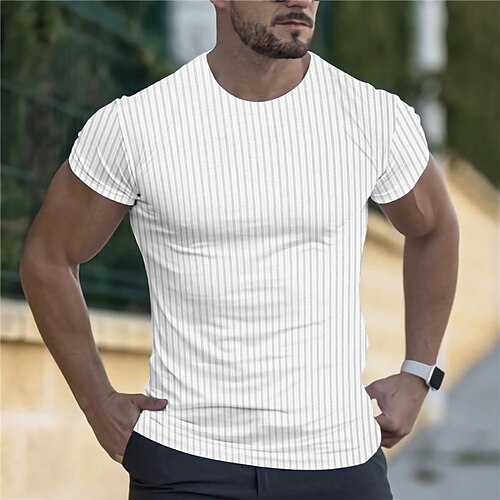 Herre T skjorte T-skjorter Grafisk Stribe Crew-hals Klær 3D-utskrift utendørs Avslappet Kortermet Trykt mønster Årgang Mote Designer
Herre T skjorte T-skjorter Grafisk Stribe Crew-hals Klær 3D-utskrift utendørs Avslappet Kortermet Trykt mønster Årgang Mote Designer
