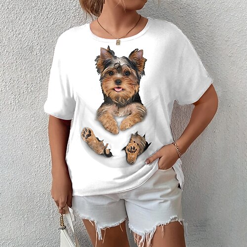 Dame T-shirt Sort Hvid Hund 3D Trykt mønster Kortærmet Afslappet Weekend Basale Rund hals Normal 100 % bomuld 3D Maleri Plusstørrelser L
Dame T-shirt Sort Hvid Hund 3D Trykt mønster Kortærmet Afslappet Weekend Basale Rund hals Normal 100 % bomuld 3D Maleri Plusstørrelser L