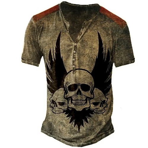 Herre Henley-skjorte T-Shirts Grafisk Dødningehoveder Henley Tøj 3D-udskrivning udendørs Afslappet Kortærmet Knap ned Trykt mønster Mode Designer Bekvem
Herre Henley-skjorte T-Shirts Grafisk Dødningehoveder Henley Tøj 3D-udskrivning udendørs Afslappet Kortærmet Knap ned Trykt mønster Mode Designer Bekvem