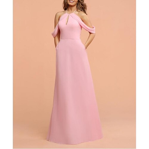 A-linje Brudepikekjole stropper / Spagettistropper / Stikkende halslinje 3/4 ermer Rosa Gulvlengde Chiffon / Shantung med Plissert / Drapering / Ruchiing 2022
A-linje Brudepikekjole stropper / Spagettistropper / Stikkende halslinje 3/4 ermer Rosa Gulvlengde Chiffon / Shantung med Plissert / Drapering / Ruchiing 2022