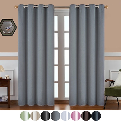

Blackout Curtain Drape Window Treatments Thermal Insulated Room Darkening Grommet Window Curtain Drapes for Living Room 1 Panel