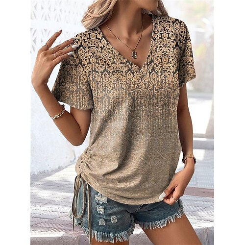 Mujer Camiseta Caqui Graphic Estampado Manga Corta Diario Fin de semana Básico Escote en Pico Regular Pintura S
Mujer Camiseta Caqui Graphic Estampado Manga Corta Diario Fin de semana Básico Escote en Pico Regular Pintura S