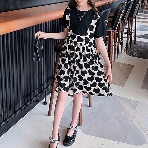 Bambino Da ragazza Vestito Con cuori Al ginocchio Vestito Scuola Girocollo Manica corta Di tendenza Vestito 7-13 anni Estate Nero
Bambino Da ragazza Vestito Con cuori Al ginocchio Vestito Scuola Girocollo Manica corta Di tendenza Vestito 7-13 anni Estate Nero