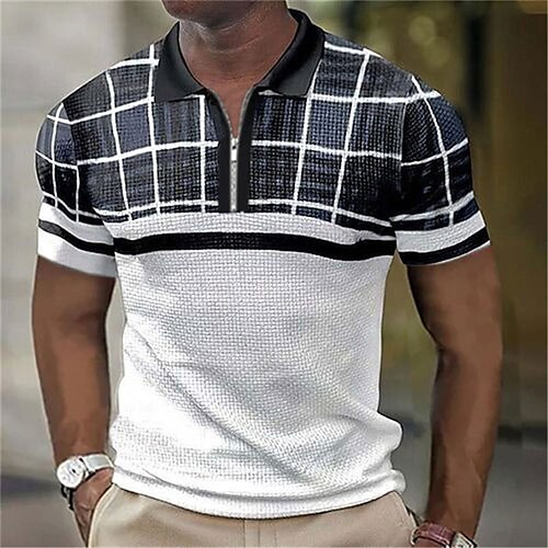 Herre POLO T-skjorte Zip Polo Golf skjorte Fargeblokk Grafiske trykk Geometri Aftæpning Svart utendørs Gate Kortermet Glidelås Trykt mønster Klær Mote Designer Fritid Pustende
Herre POLO T-skjorte Zip Polo Golf skjorte Fargeblokk Grafiske trykk Geometri Aftæpning Svart utendørs Gate Kortermet Glidelås Trykt mønster Klær Mote Designer Fritid Pustende