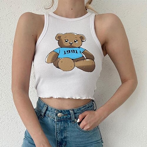 dame tank top crop top t-skjorte grafisk t-skjorte søt bjørn print y2k street style clubwear sommer
dame tank top crop top t-skjorte grafisk t-skjorte søt bjørn print y2k street style clubwear sommer