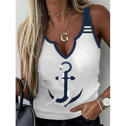 Dame Tanktop Hvid Grafisk Trykt mønster Uden ærmer Afslappet Weekend Basale V-hals Normal Plusstørrelser L
Dame Tanktop Hvid Grafisk Trykt mønster Uden ærmer Afslappet Weekend Basale V-hals Normal Plusstørrelser L