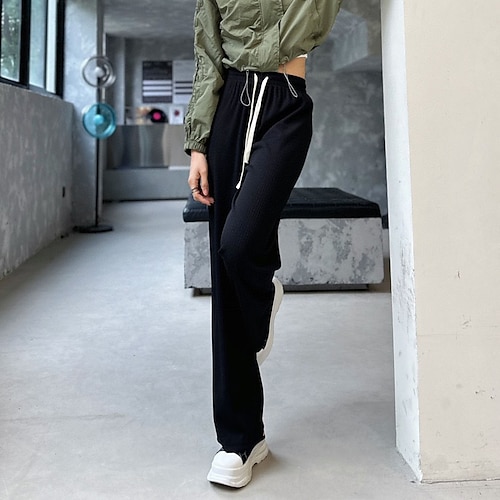 Dame Bred Bukseben Bukser Rett Lysebrun - Vanlig Svart Hvit Mote Fritid / hverdag Full lengde Komfort عادي M L XL
Dame Bred Bukseben Bukser Rett Lysebrun - Vanlig Svart Hvit Mote Fritid / hverdag Full lengde Komfort عادي M L XL