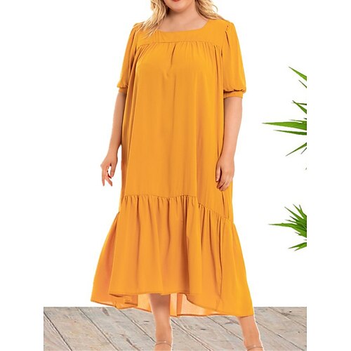 Dame Store størrelser Uformell kjole Kjole med A-linje Helfarge Midikjole Kortermet Drapering Firkantet hals Grunnleggende utendørs Oransje Sommer Vår XL XXL 3XL 4XL 5XL
Dame Store størrelser Uformell kjole Kjole med A-linje Helfarge Midikjole Kortermet Drapering Firkantet hals Grunnleggende utendørs Oransje Sommer Vår XL XXL 3XL 4XL 5XL