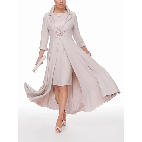 Todelt Linjeform Kjole til brudens mor Bryllupsgjest Fest Enkel Elegant Skjortekrage Ankellengde Chiffon 3/4 ermer med Plissert Ensfarget 2023
Todelt Linjeform Kjole til brudens mor Bryllupsgjest Fest Enkel Elegant Skjortekrage Ankellengde Chiffon 3/4 ermer med Plissert Ensfarget 2023