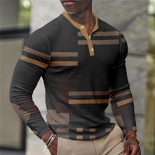 Herre Vaffel Henley-skjorte T-skjorter Grafisk Fargeblokk Henley Klær 3D-utskrift utendørs Avslappet Langermet Knapp Mote Designer Grunnleggende
Herre Vaffel Henley-skjorte T-skjorter Grafisk Fargeblokk Henley Klær 3D-utskrift utendørs Avslappet Langermet Knapp Mote Designer Grunnleggende