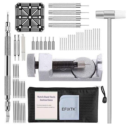 Outil de réparation de goupilles de liaison de bracelet de montre, kit 24 en 1 avec remplacement de 6 embouts supplémentaires, goupille fendue 20 pièces, ensemble d'outils de barre à ressort, marteau
Outil de réparation de goupilles de liaison de bracelet de montre, kit 24 en 1 avec remplacement de 6 embouts supplémentaires, goupille fendue 20 pièces, ensemble d'outils de barre à ressort, marteau