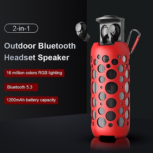 2 in 1 tragbarer kabelloser Camping-Bluetooth-Lautsprecher tws drahtloses Bluetooth-Headset mit Geräuschunterdrückung, Freisprechen, Bluetooth-Kopfhörer, Subwoofer, Bluetooth-Soudbox-Lautsprecher
2 in 1 tragbarer kabelloser Camping-Bluetooth-Lautsprecher tws drahtloses Bluetooth-Headset mit Geräuschunterdrückung, Freisprechen, Bluetooth-Kopfhörer, Subwoofer, Bluetooth-Soudbox-Lautsprecher