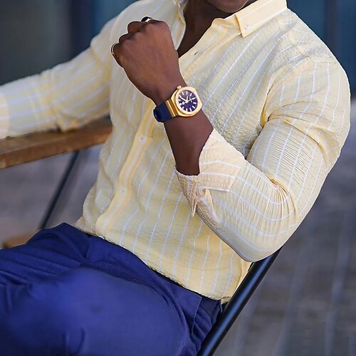 Per uomo camicia di lino Camicia Camicia estiva Camicia da spiaggia Giallo Manica lunga A strisce Bavero Primavera estate Hawaiano Per eventi Abbigliamento Stampa
Per uomo camicia di lino Camicia Camicia estiva Camicia da spiaggia Giallo Manica lunga A strisce Bavero Primavera estate Hawaiano Per eventi Abbigliamento Stampa