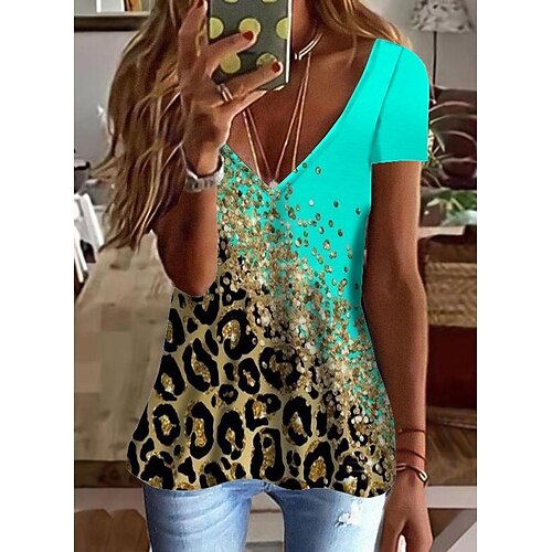 Damen T Shirt Gelb Blau Purpur Leopard Bedruckt Kurzarm Täglich Wochenende Basic V Ausschnitt Standard Farbe S
Damen T Shirt Gelb Blau Purpur Leopard Bedruckt Kurzarm Täglich Wochenende Basic V Ausschnitt Standard Farbe S