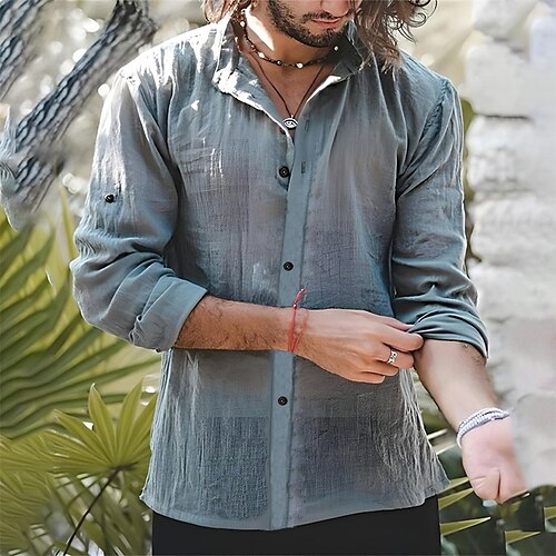 Per uomo camicia di lino Camicia estiva Camicia da spiaggia Blu Verde militare Grigio Manica lunga Liscio Bavero Primavera estate Informale Giornaliero Abbigliamento
Per uomo camicia di lino Camicia estiva Camicia da spiaggia Blu Verde militare Grigio Manica lunga Liscio Bavero Primavera estate Informale Giornaliero Abbigliamento