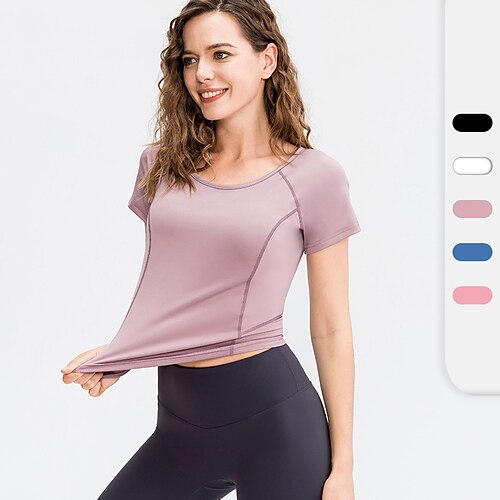 Dame Trænings-shirt Løbe-T-shirt Kortærmet Toppe Atletisk atletiktøj Spandex Åndbart Blød Hurtigtørrende Fitness Yoga Løb Sportstøj Sportstøj Ensfarvet Sort Hvid Lyserød
Dame Trænings-shirt Løbe-T-shirt Kortærmet Toppe Atletisk atletiktøj Spandex Åndbart Blød Hurtigtørrende Fitness Yoga Løb Sportstøj Sportstøj Ensfarvet Sort Hvid Lyserød
