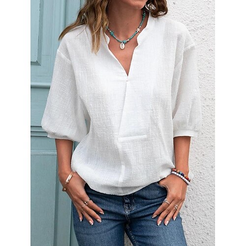 Chemise Chemisier Femme Blanche Plein Demi Manches Casual basique Col V Normal Standard S
Chemise Chemisier Femme Blanche Plein Demi Manches Casual basique Col V Normal Standard S