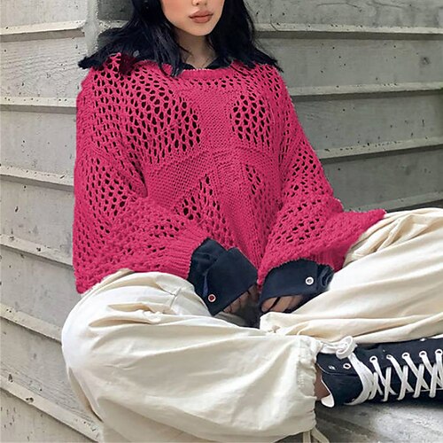 Mujer Suéter de punto Puente Croché Tejer Agujero Color puro Cuello Barco Elegante Casual Exterior Diario Verano Primavera Negro Fucsia S M L
Mujer Suéter de punto Puente Croché Tejer Agujero Color puro Cuello Barco Elegante Casual Exterior Diario Verano Primavera Negro Fucsia S M L