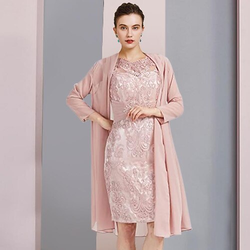 Todelt Tube / kolonne Kjole til brudens mor Formel Bryllupsgæst Elegant Scoop hals Knælang Chiffon Blondelukning Uden ærmer Jakke kjoler med Perlearbejde Applikeret broderi 2023
Todelt Tube / kolonne Kjole til brudens mor Formel Bryllupsgæst Elegant Scoop hals Knælang Chiffon Blondelukning Uden ærmer Jakke kjoler med Perlearbejde Applikeret broderi 2023