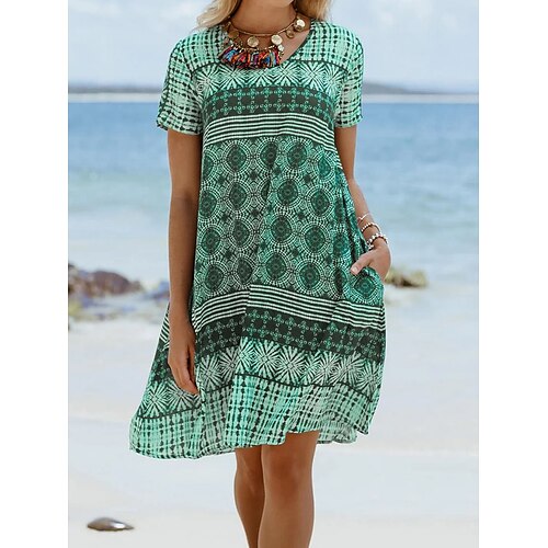 Dame Strandkjole Strandklær Mini kjole Trykt mønster Mote Fritid Geometrisk Crewneck Kortermet Normal utendørs Daglig Grønn 2023 Sommer Vår S M L XL
Dame Strandkjole Strandklær Mini kjole Trykt mønster Mote Fritid Geometrisk Crewneck Kortermet Normal utendørs Daglig Grønn 2023 Sommer Vår S M L XL