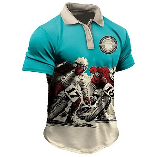 Herre Button Up Poloer Lapel Polo POLO T-skjorte Golf skjorte Grafiske trykk Årgang Motorsykkel Sport Aftæpning Blå utendørs Gate Kort Erme Trykt mønster Klær Sport Mote Gatemote Designer
Herre Button Up Poloer Lapel Polo POLO T-skjorte Golf skjorte Grafiske trykk Årgang Motorsykkel Sport Aftæpning Blå utendørs Gate Kort Erme Trykt mønster Klær Sport Mote Gatemote Designer