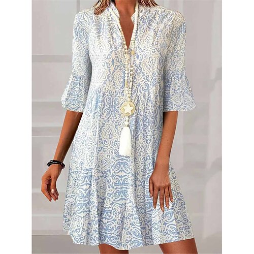 Dame Uformell kjole Print kjole Vårkjole Blomstret Drapering Trykt mønster V-hals Mini kjole Mote Moderne utendørs Daglig Halvlange ermer Normal Blå Sommer Vår S M L XL XXL
Dame Uformell kjole Print kjole Vårkjole Blomstret Drapering Trykt mønster V-hals Mini kjole Mote Moderne utendørs Daglig Halvlange ermer Normal Blå Sommer Vår S M L XL XXL