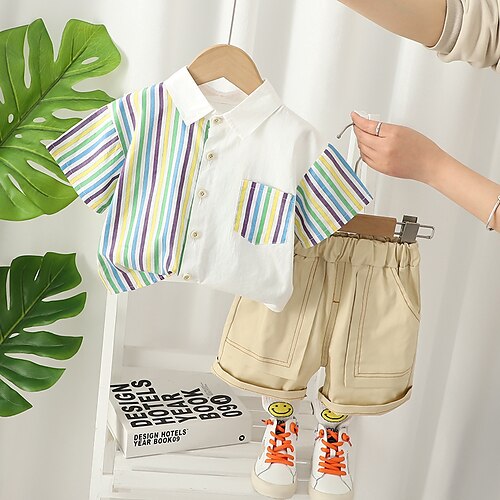 2 Dele Baby Drenge T-shirt & Shorts Outfit Stribe Kortærmet Sæt udendørs Daglig Sommer Forår 3-7 år Hvid Elfenben
2 Dele Baby Drenge T-shirt & Shorts Outfit Stribe Kortærmet Sæt udendørs Daglig Sommer Forår 3-7 år Hvid Elfenben