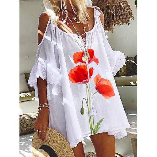 Dame Uformell kjole Sommerkjole Slipkjole Blomstret Blondér Kald skulder Med stropper Mini kjole Aktiv Mote utendørs Daglig 3/4 ermer Løstsittende Hvit Sommer Vår S M L XL XXL
Dame Uformell kjole Sommerkjole Slipkjole Blomstret Blondér Kald skulder Med stropper Mini kjole Aktiv Mote utendørs Daglig 3/4 ermer Løstsittende Hvit Sommer Vår S M L XL XXL