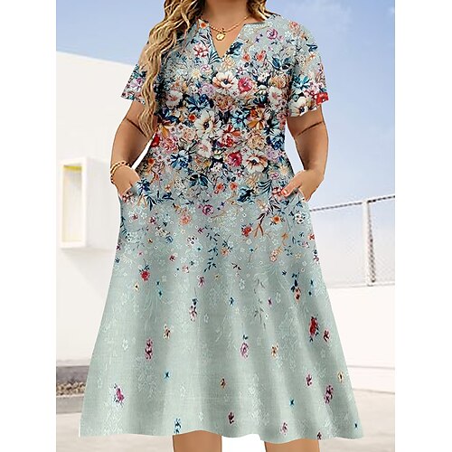 Dame Plusstørrelser Hverdagskjole A Linje Kjole Blomstret Midikjole Kortærmet Trykt mønster V-hals Elegant Daglig Blå Grøn Sommer L XL XXL 3XL 4XL
Dame Plusstørrelser Hverdagskjole A Linje Kjole Blomstret Midikjole Kortærmet Trykt mønster V-hals Elegant Daglig Blå Grøn Sommer L XL XXL 3XL 4XL