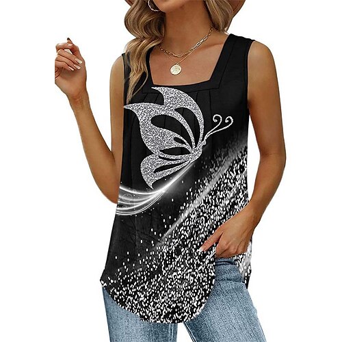 Débardeur Femme Argent Noir Arc-en-ciel Papillon Imprimer Sans Manches Casual basique Col Carré Normal Standard Papillon S
Débardeur Femme Argent Noir Arc-en-ciel Papillon Imprimer Sans Manches Casual basique Col Carré Normal Standard Papillon S