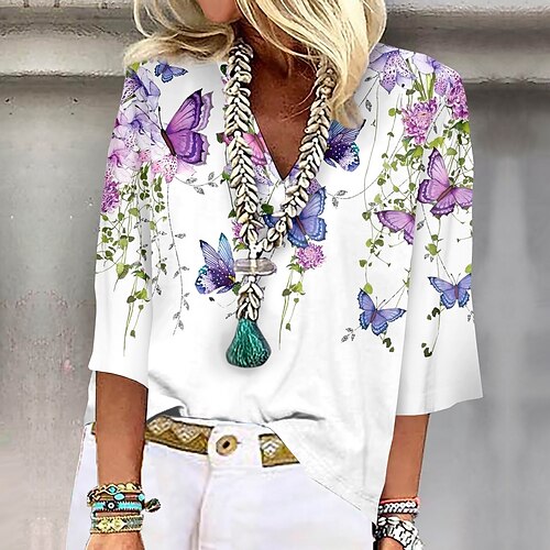 Per donna Camicia Blusa Blu Viola Verde Farfalla Stampa Manica a 3/4 Informale Per eventi Essenziale A V Standard Farfalla S
Per donna Camicia Blusa Blu Viola Verde Farfalla Stampa Manica a 3/4 Informale Per eventi Essenziale A V Standard Farfalla S