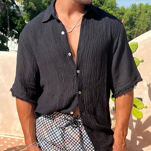Per uomo camicia di lino Camicia Camicia estiva Camicia da spiaggia Nero Bianco Manica corta Liscio Bavero Primavera estate Hawaiano Per eventi Abbigliamento Di base
Per uomo camicia di lino Camicia Camicia estiva Camicia da spiaggia Nero Bianco Manica corta Liscio Bavero Primavera estate Hawaiano Per eventi Abbigliamento Di base